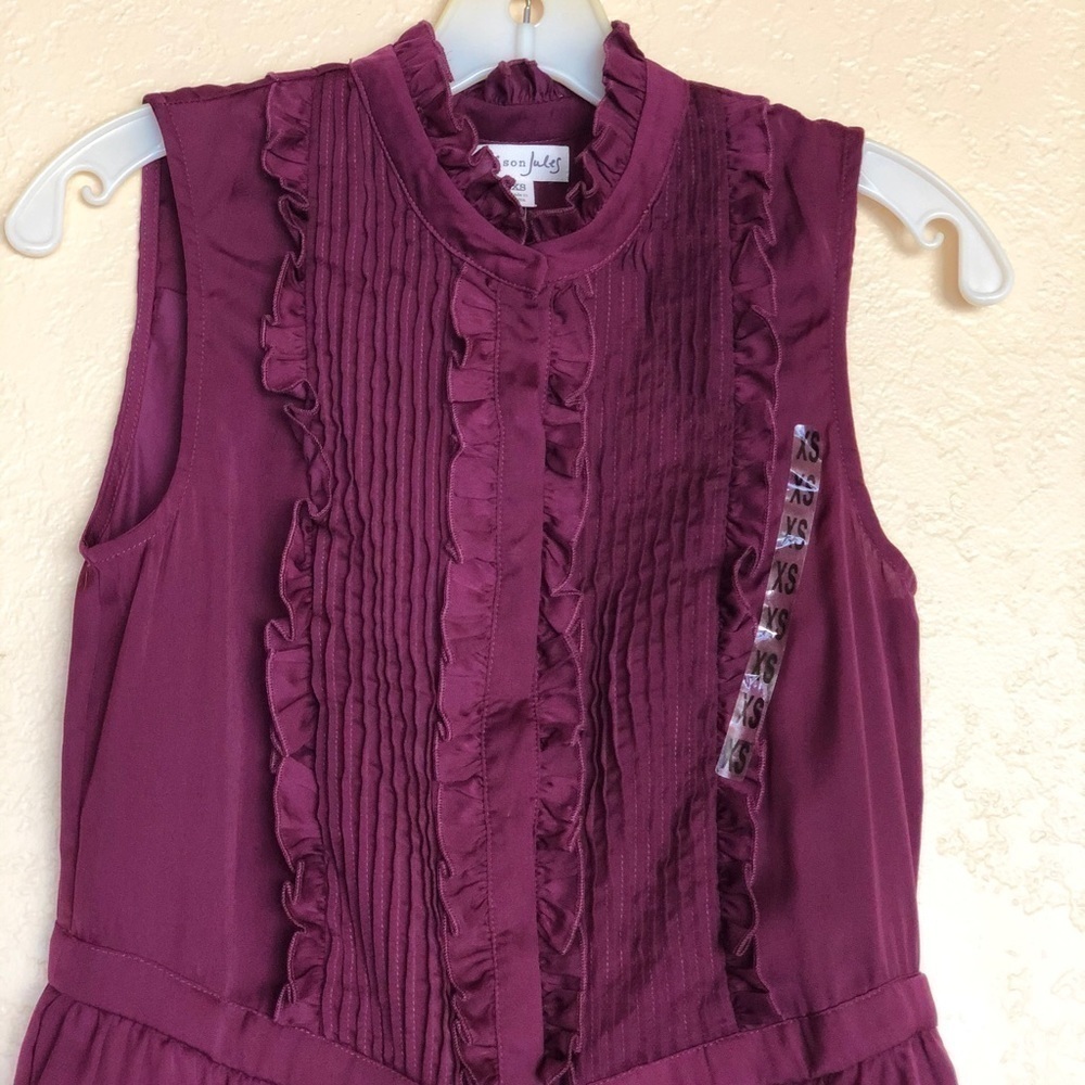 Maison Jules Women PurpleSatin Tie Tuxedo Dress XS - Picture 4 of 16